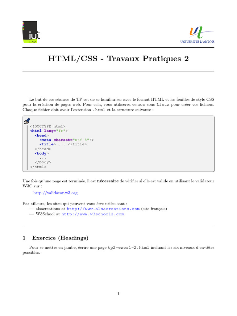 TP HTML/CSS : Exercices et Solutions | PDF | Html | Internet