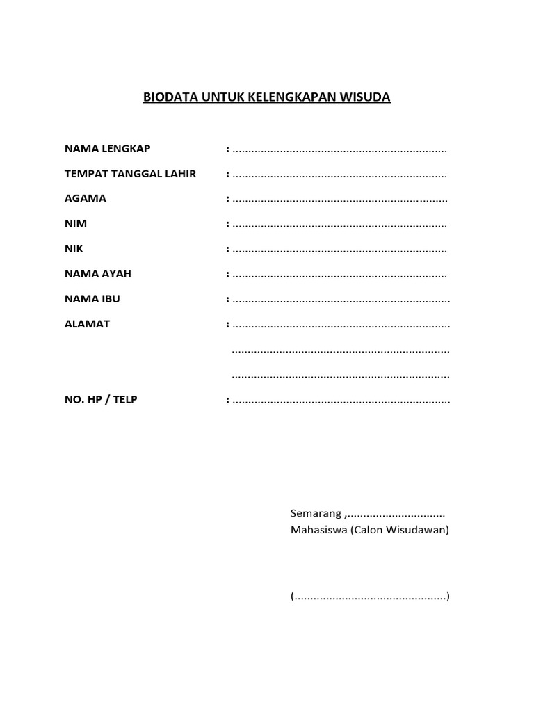 Biodata Calon Wisudawan Semarang | PDF
