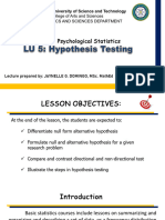 LU 5 Hypothesis Testing