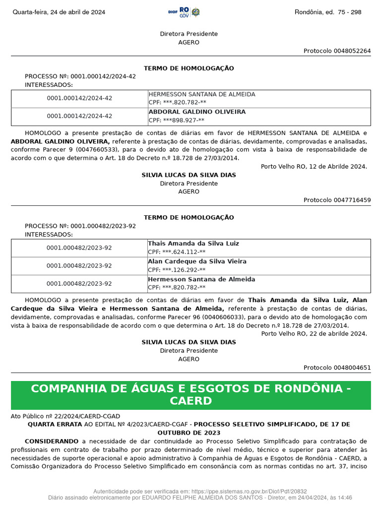 Companhia de Águas E Esgotos de Rondônia - Caerd | PDF