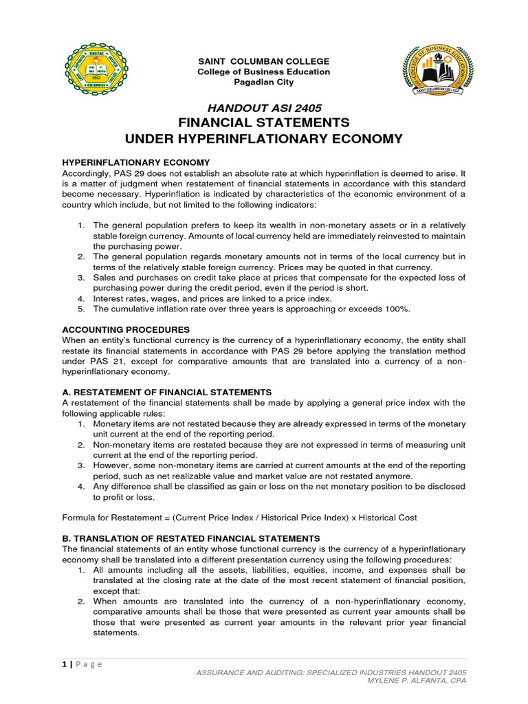 Handout ASI 2405 FS Restatement | PDF | Trade | Private Sector