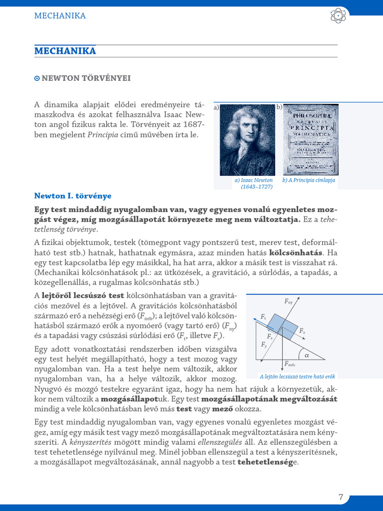 Mechanika: Newton Törvényei | PDF