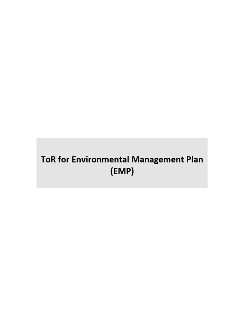 ToR for Environmental Management Plan | PDF | Emergency Management ...