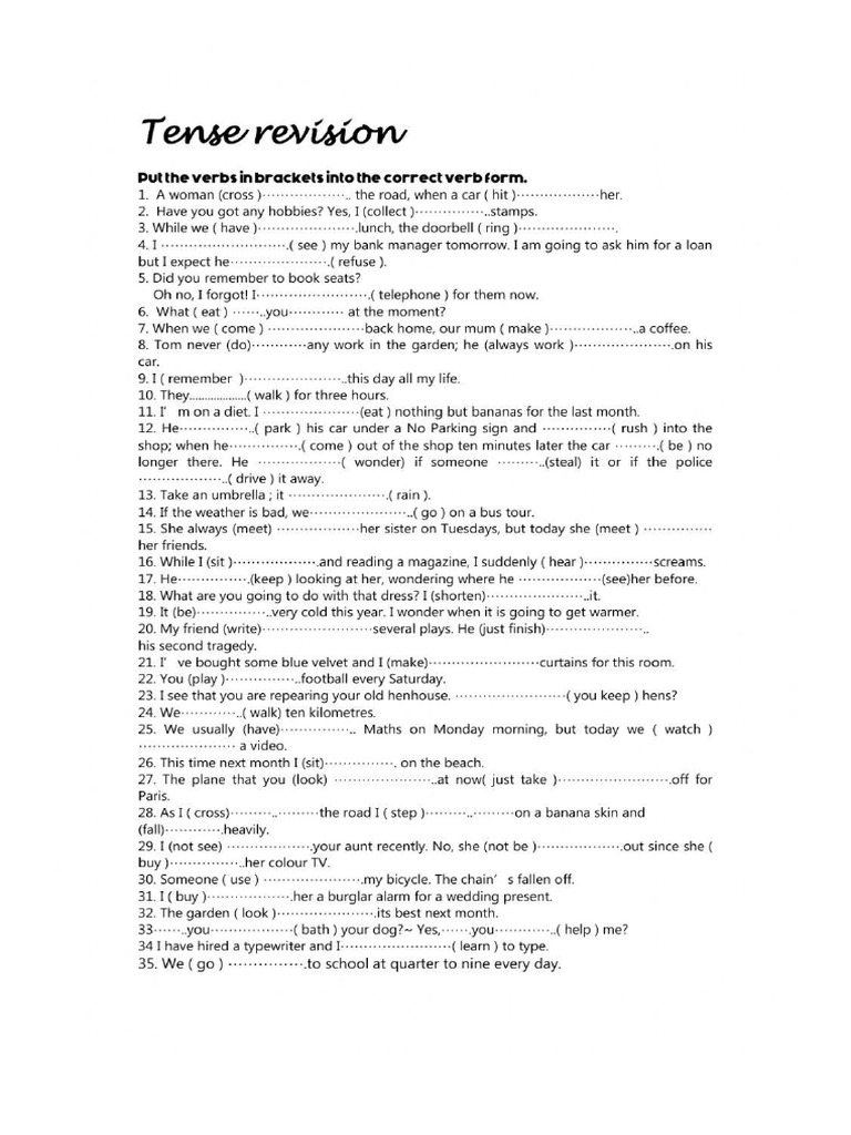 Tenses Review | PDF