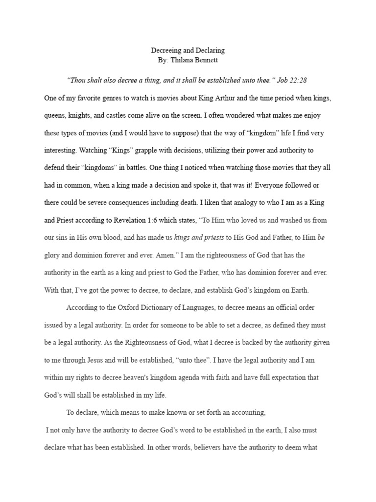 Decreeing and Declaring God's Authority PDF Jesus Gospel Of Matthew