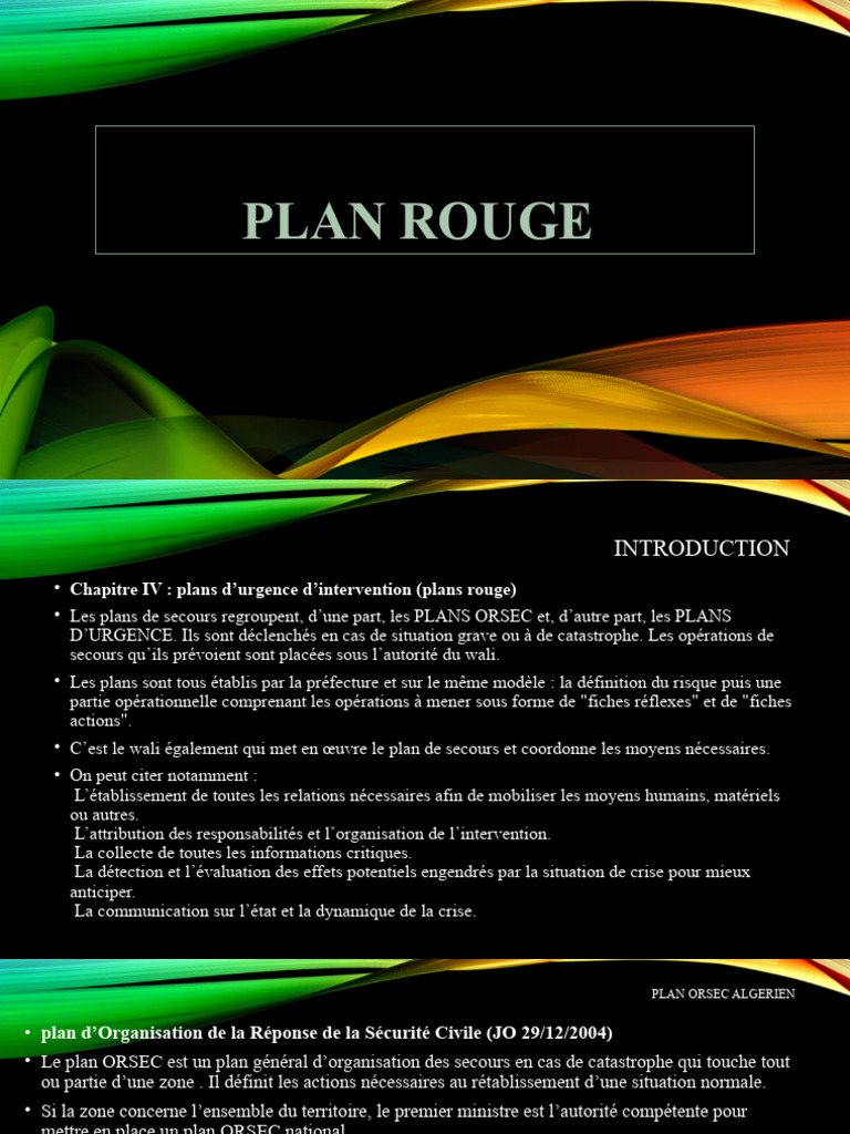 Plan Rouge : Organisation et Interventions | PDF | Urgence | Gestion ...