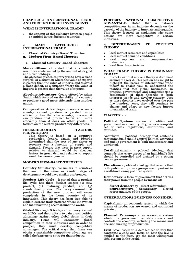 IBT Finals REVIEWER PDF Developing Country Foreign Direct Investment