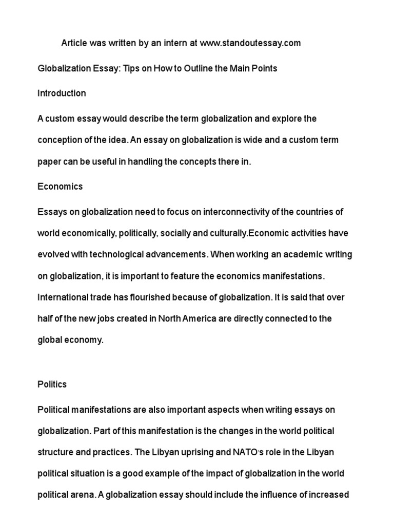 Politics globalization essay