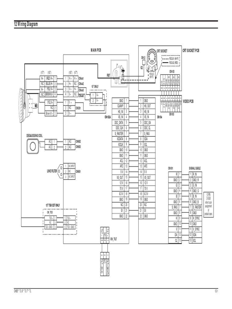 CRT Monitor Wiring Diagram | PDF | Electromagnetism | Electrical ...
