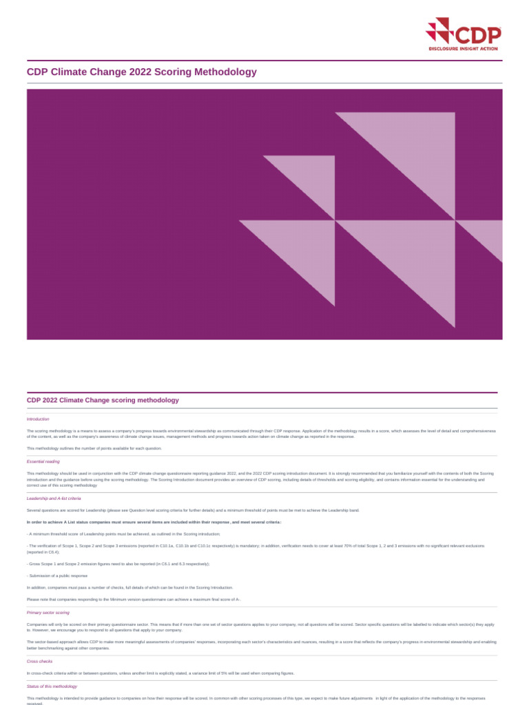 Climate Change 2022 ScoringMethodology Full | PDF | Chief Financial ...