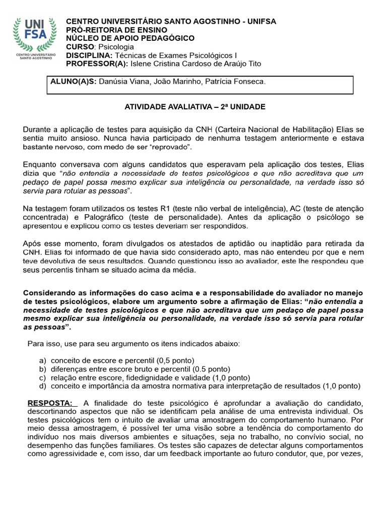 Fundamentos de Testes Psicológicos | PDF | Psicologia | Testes psicológicos