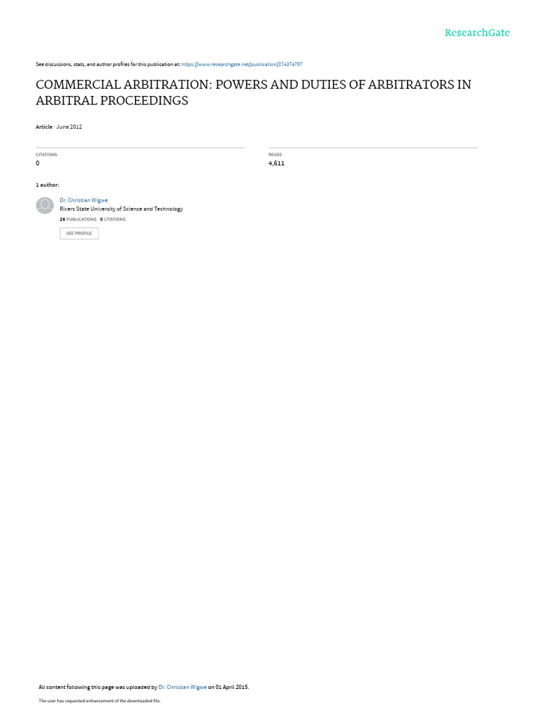 Powers and Duties of Arbitrators Explained | PDF | Arbitration ...