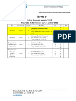 Cronograma de Aulas Turma 9