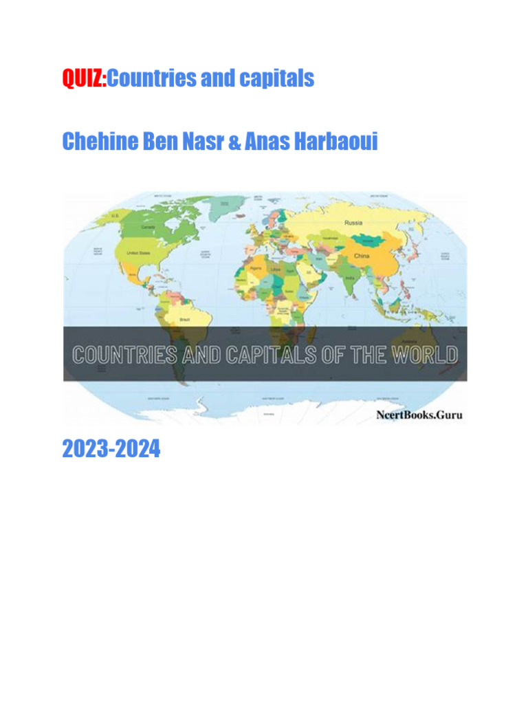 Countries and Capitals Quiz 2023 | PDF | Travel