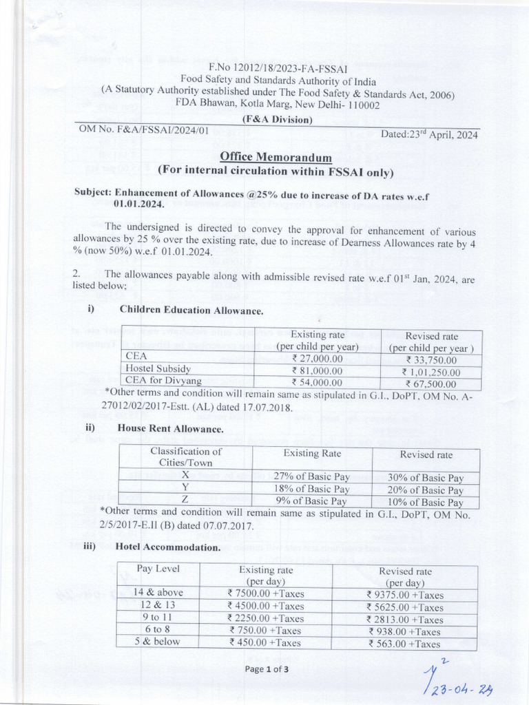 Allowance Increase Notification 2024 | PDF | Food Politics | Food Safety