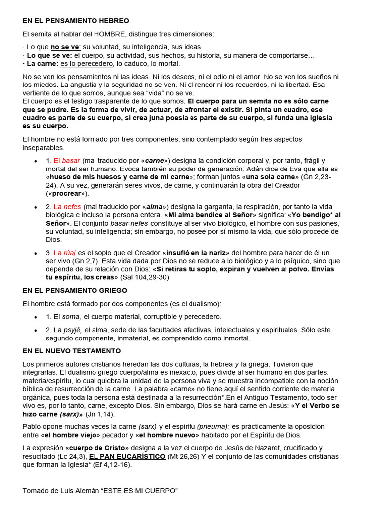 Dimensiones del Hombre en Hebreo y Griego | PDF | Alma | Dios