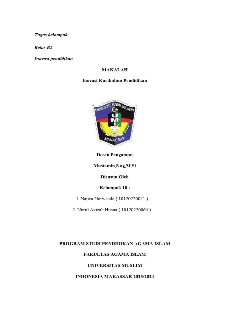 Inovasi Pendidikan Kelompok 1 | PDF