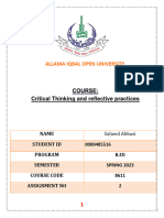 Allama Iqbal Open University: Critical Thinking and Reflective Practices