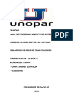 Unopar Análise E Desenvolvimento de Sistemas: Natanael Oliveira Santos Ra: 3887734401