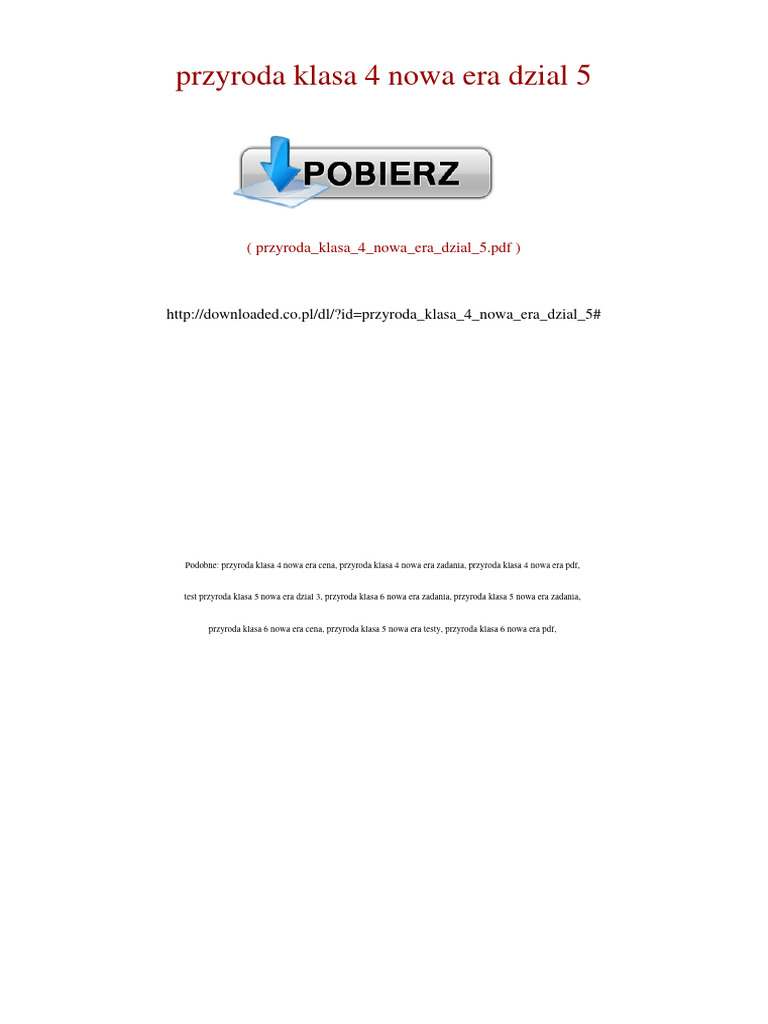 Przyroda Klasa 4 Nowa Era Dzial 5 | PDF
