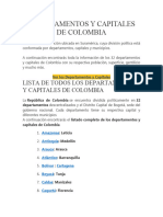 Departamentos y Capitales de Colombia