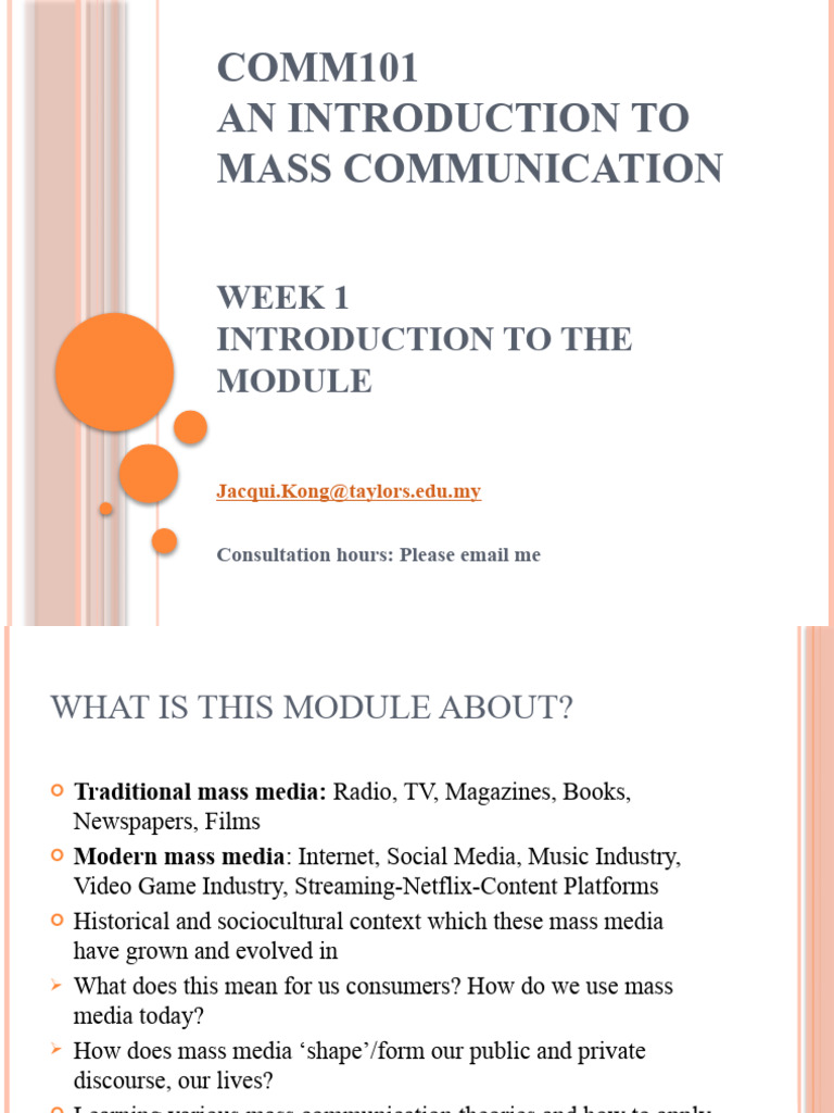 COMM101 Lecture 1 | PDF | Mass Media | Human Communication
