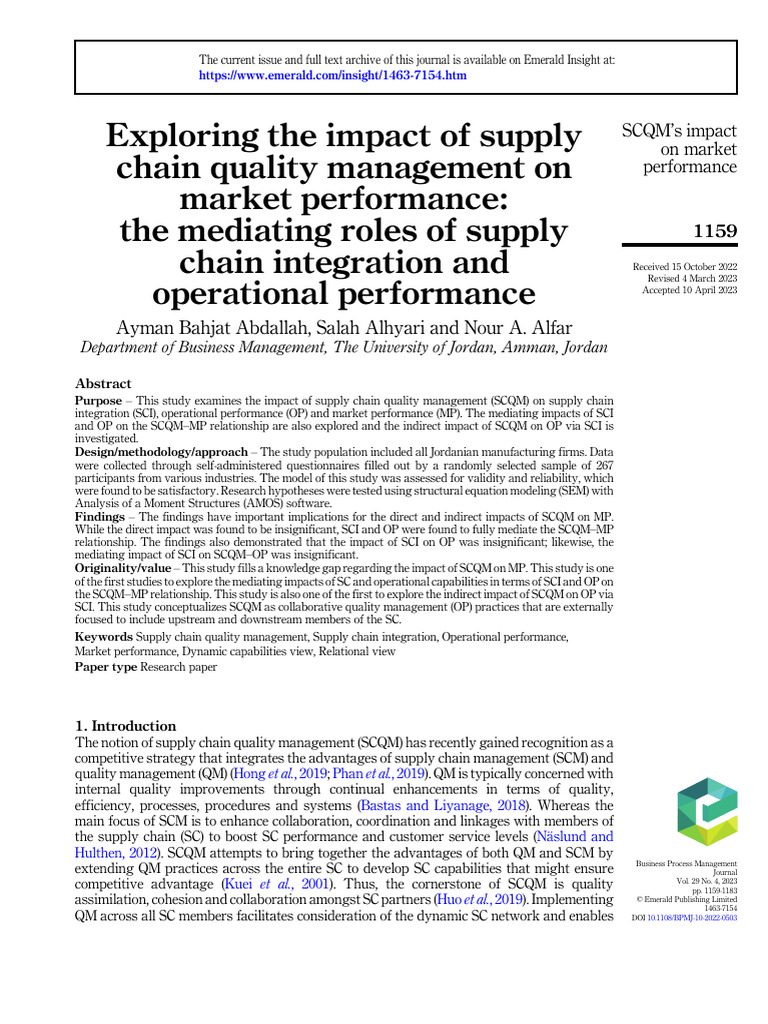 Supply Chain Quality Management Impact | PDF | Supply Chain | Supply ...