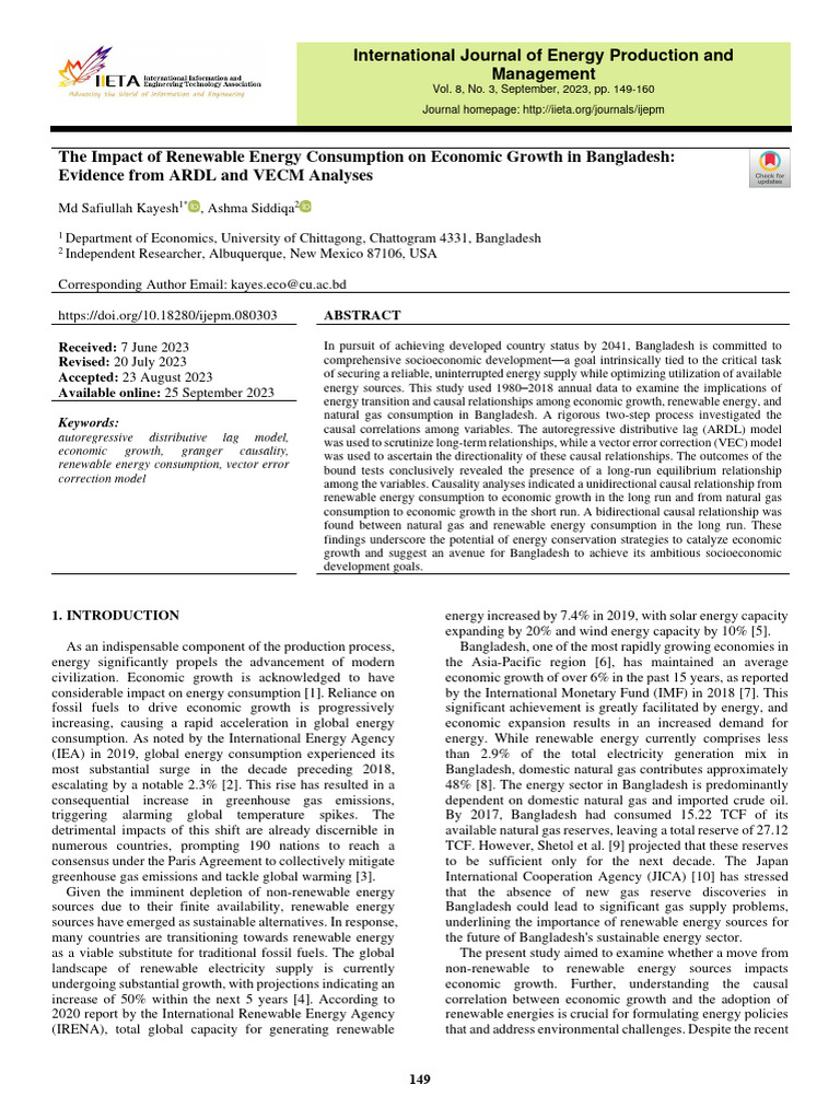 The Impact of Renewable Energy Consumption On Economic Growth in ...