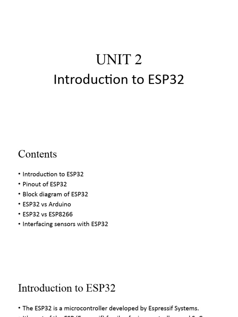 Introduction to ESP32 Microcontroller | PDF | Microcontroller ...
