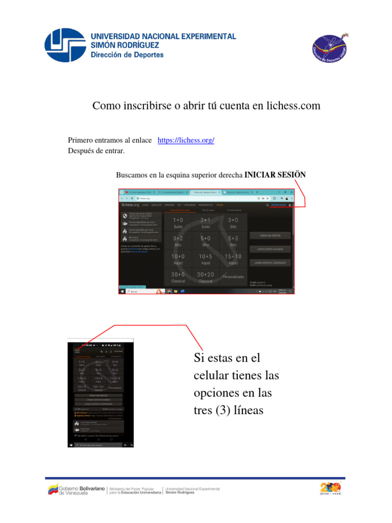 Como Inscribirse O Abrir Tú Cuenta En Lichess Pdf Ciencias Sociales