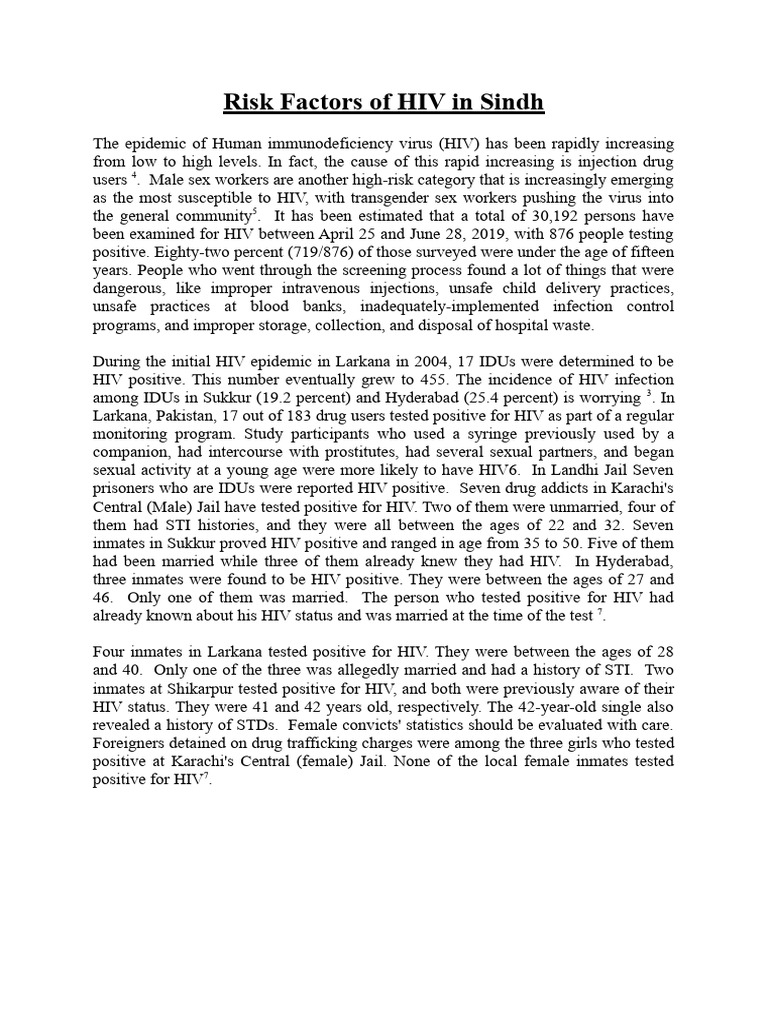 HIV Risk Factors in Sindh, Pakistan | PDF | Hiv | Lentiviruses