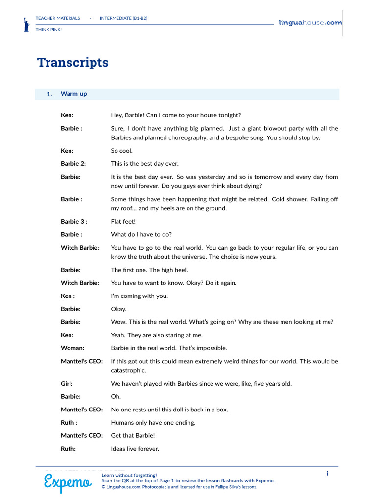 Transcripts - Think-Pink | PDF | Barbie