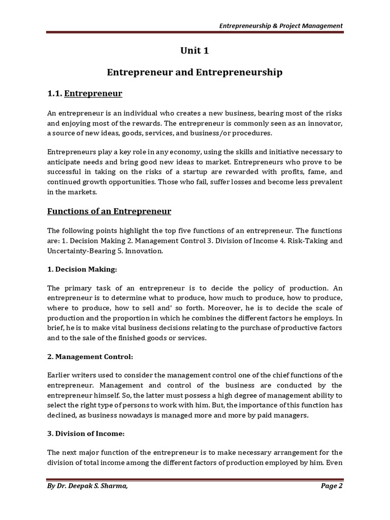 PME Notes Unit 1 & 2 | PDF | Entrepreneurship | Caste