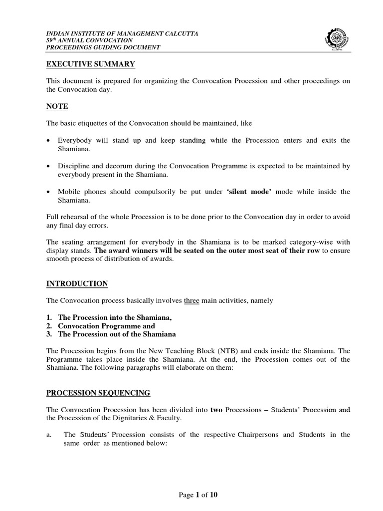 IIM Calcutta 59th Convocation Guide | PDF