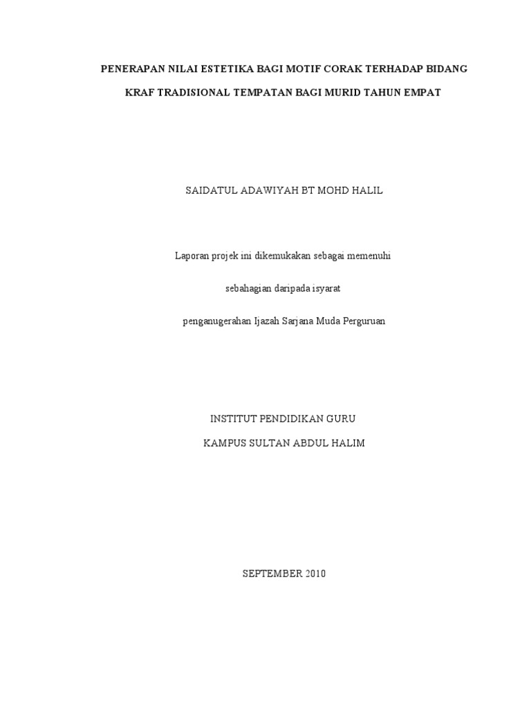 Penerapan Nilai Estetika Terhadap Bidang Kraf Tradisional Pdf