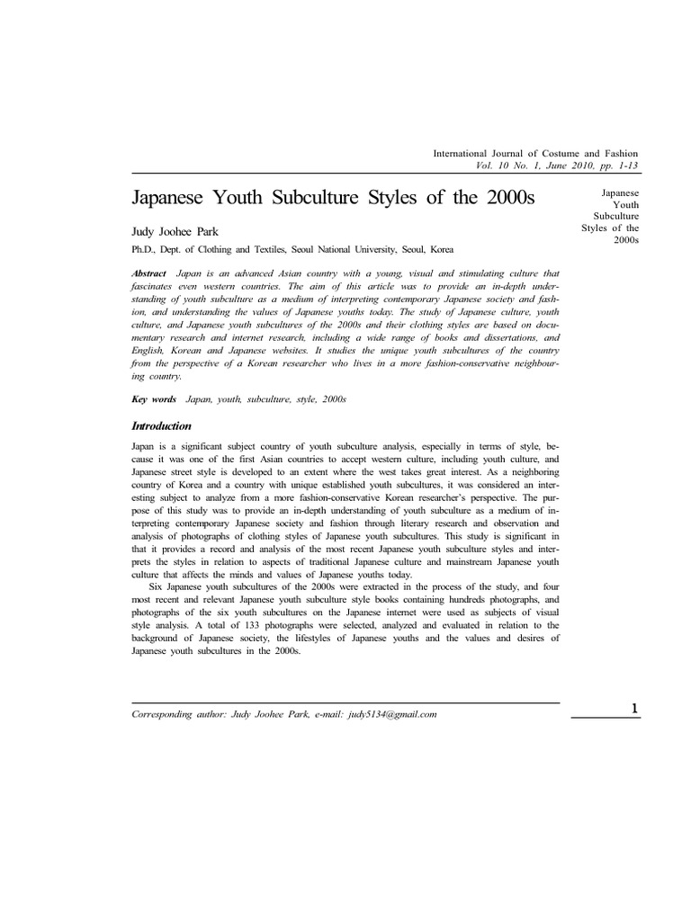 Japanese Youth Subculture Styles of The 2000s | PDF