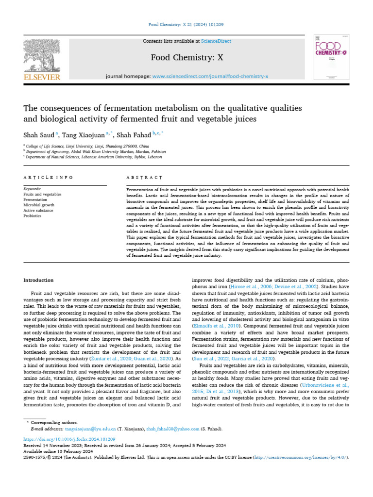 Impact of Fermentation on Juice Quality | PDF | Fermentation ...
