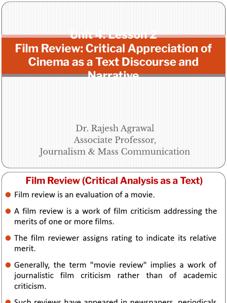 Film Review - Critical Appreciation of Cinema | PDF | Communication ...