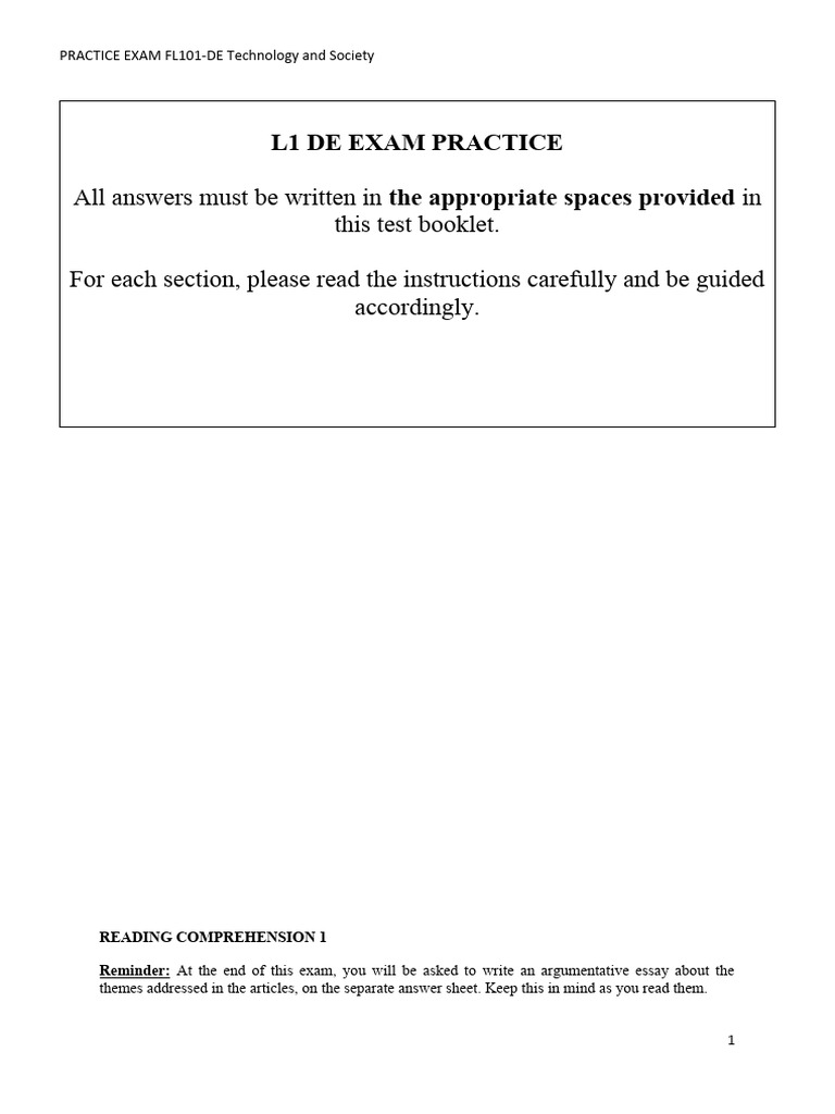L1 de Exam Practice | PDF | Social Media | Popular Culture & Media Studies