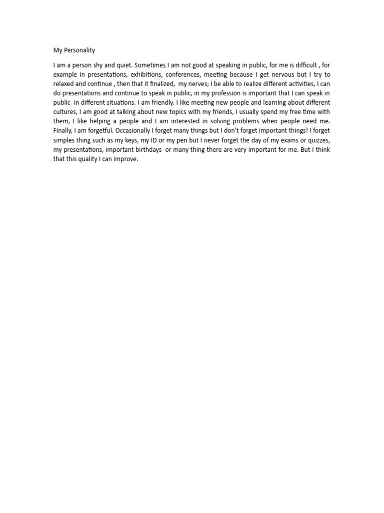 Understanding My Personality Traits | PDF