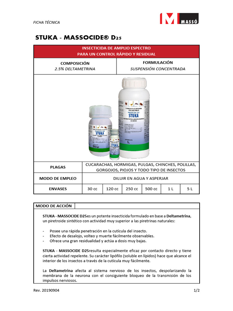 Ficha Técnica Insecticida Stuka Massocide D25 | PDF | Insectos