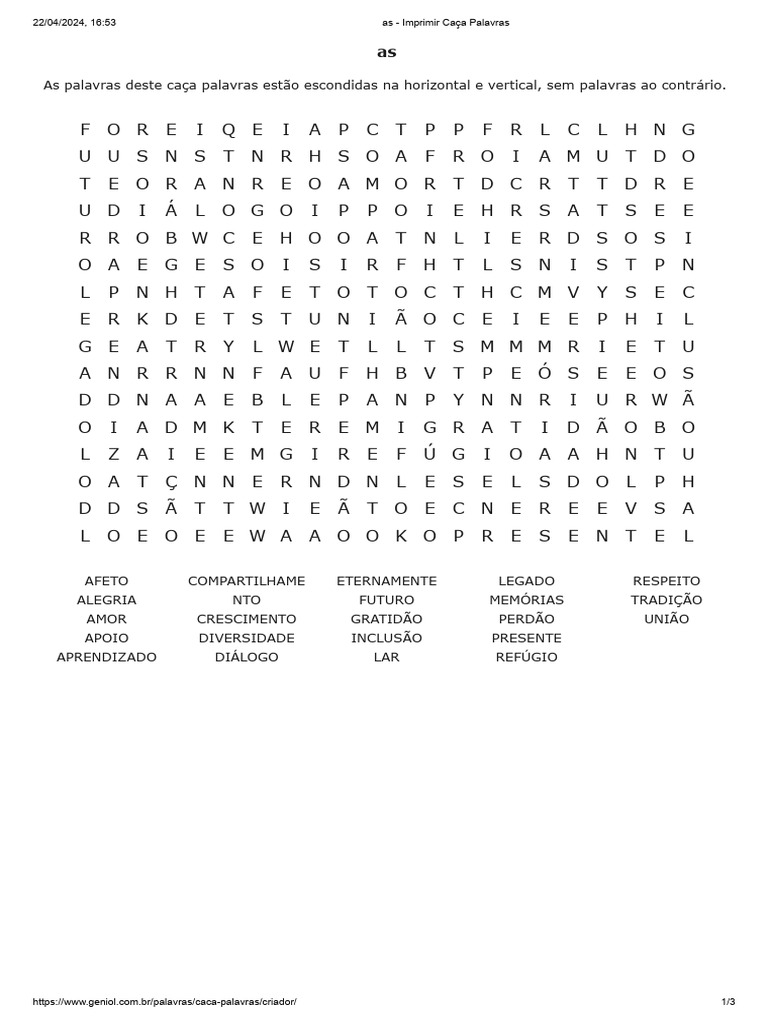 Caça Palavras para Imprimir | PDF