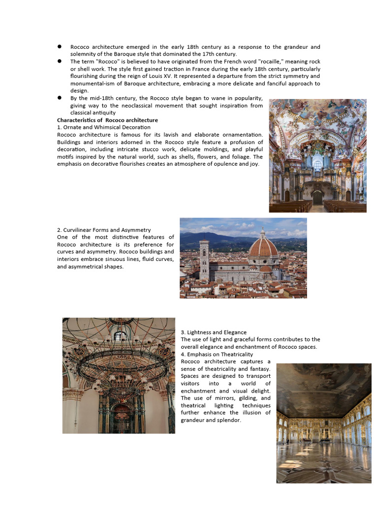 Overview of Rococo Architecture | PDF | Baroque | Western Art