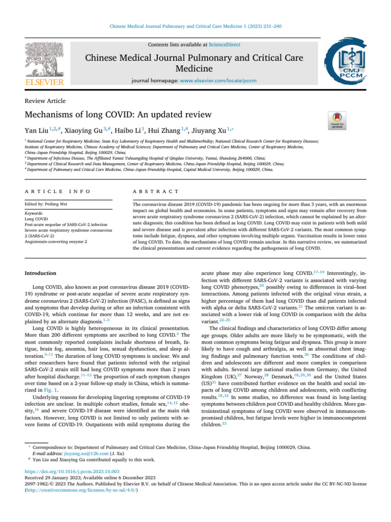 Long COVID Mechanisms: An Updated Review | PDF | Immune System ...