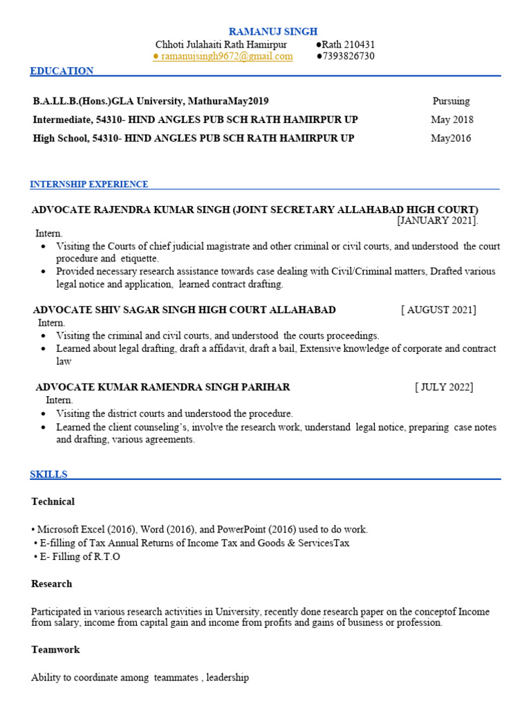 Resume Aditya | PDF | Advocate | Justice