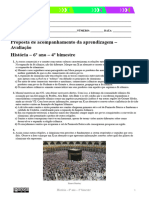 Proposta de Acompanhamento Da Aprendizagem - Avaliação História - 6º Ano - 4º Bimestre