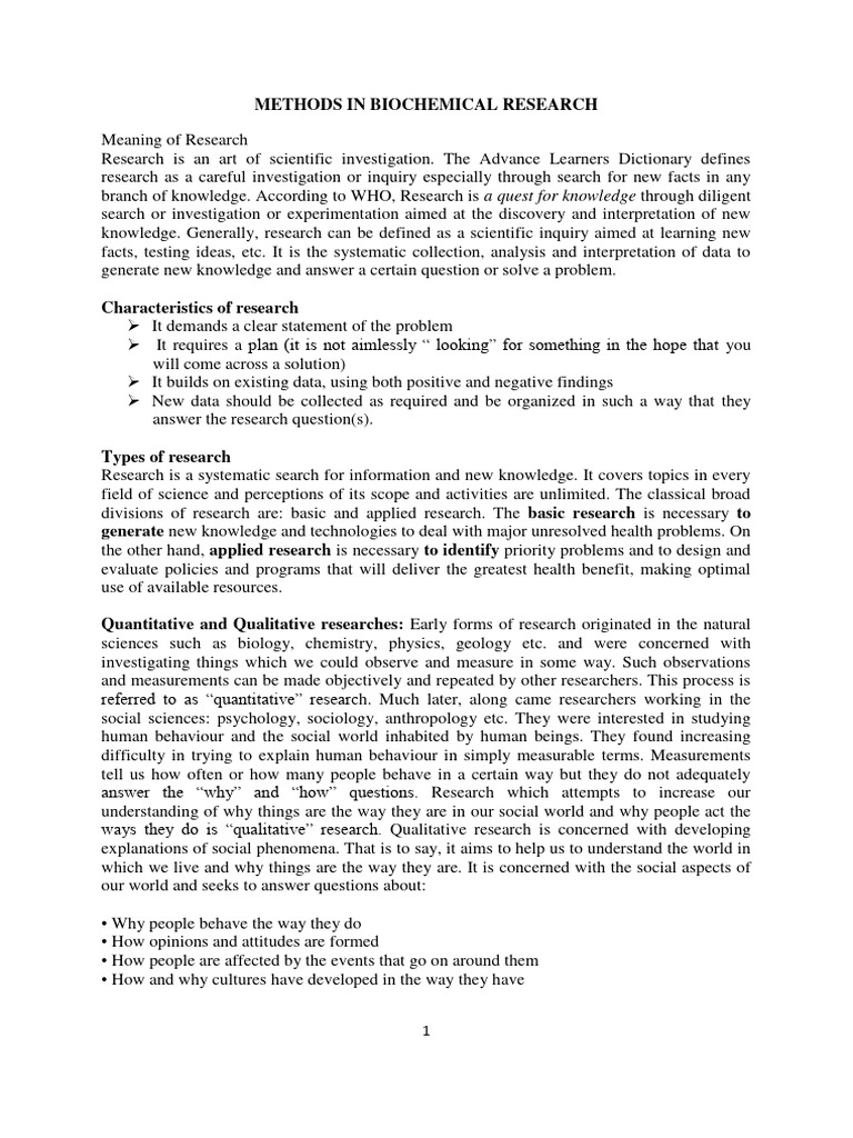 Principles of Biochemical Research Methods | PDF | Experiment | Cohort ...