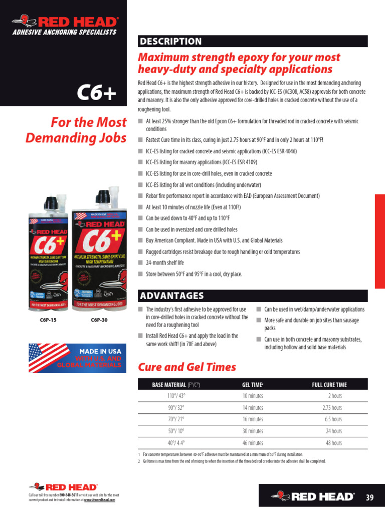 Ficha Técnica. C6+ Adhesive | PDF | Strength Of Materials | Materials