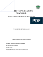 2.introducción A La Programación. Wong Vega Johan Miziraim.1AV7