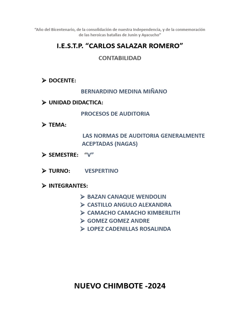 Normas de Auditoría Generalmente Aceptadas | PDF | Auditoría | Contralor